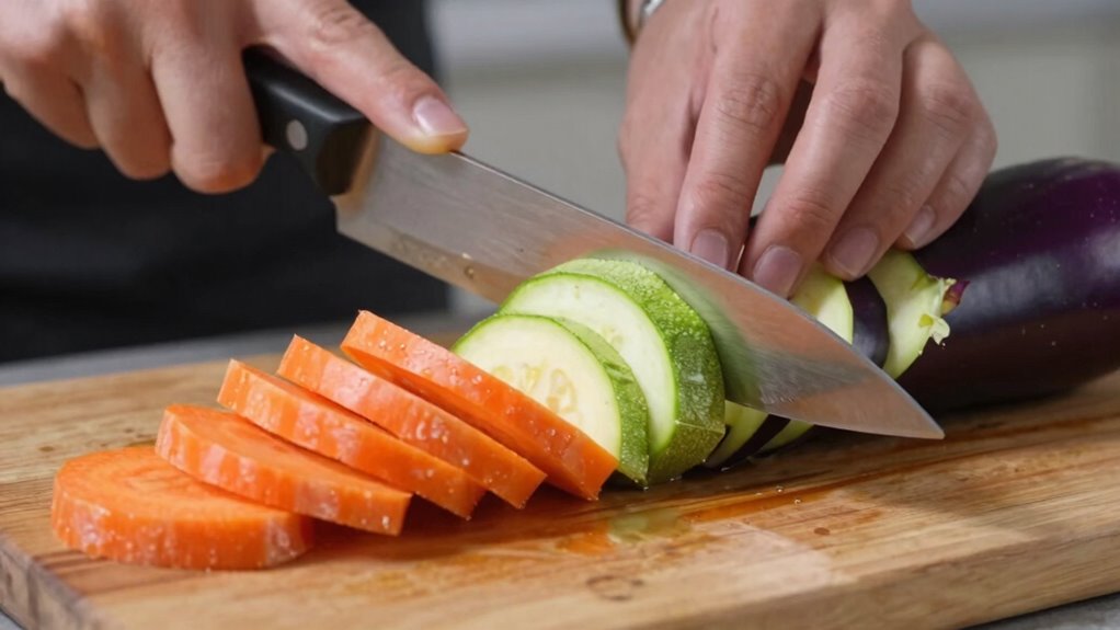evenly cut vegetables efficiently