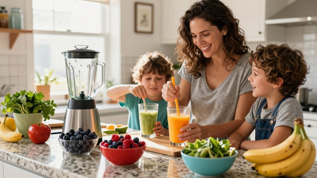 family smoothie making fun