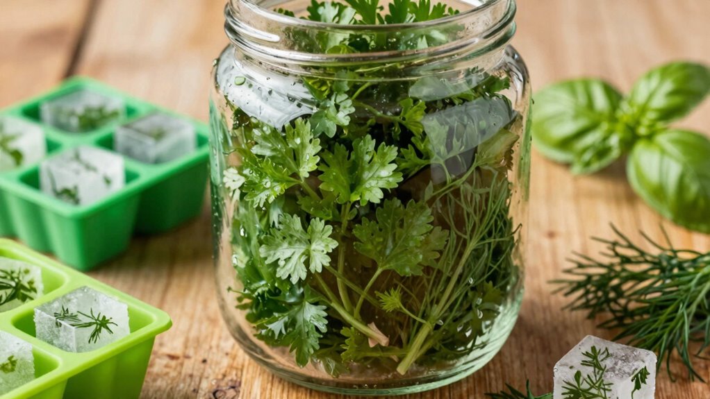 freeze herbs with water