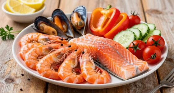 healthy seafood and vegetables