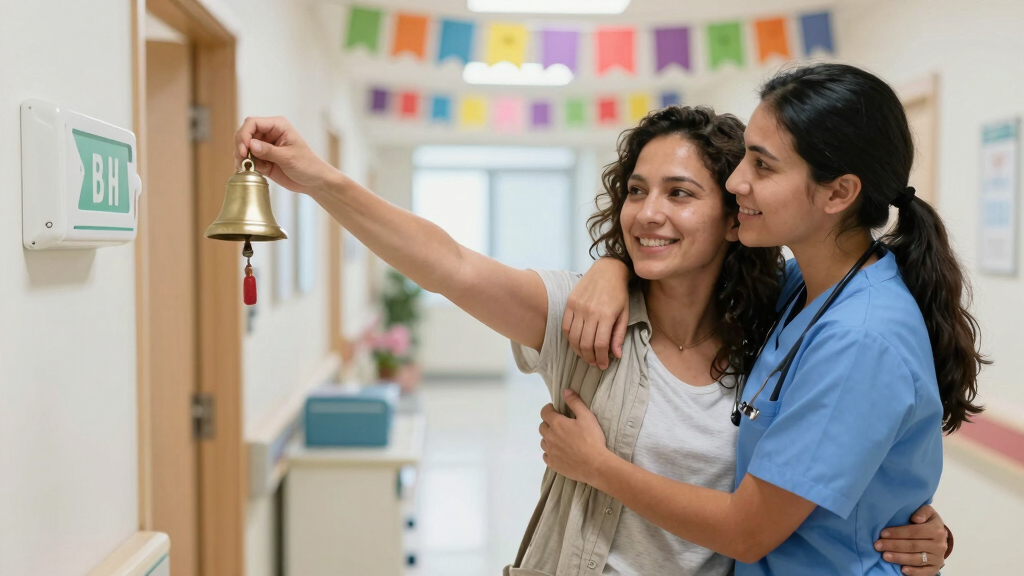 Royal hug for woman ringing cancer treatment bell
